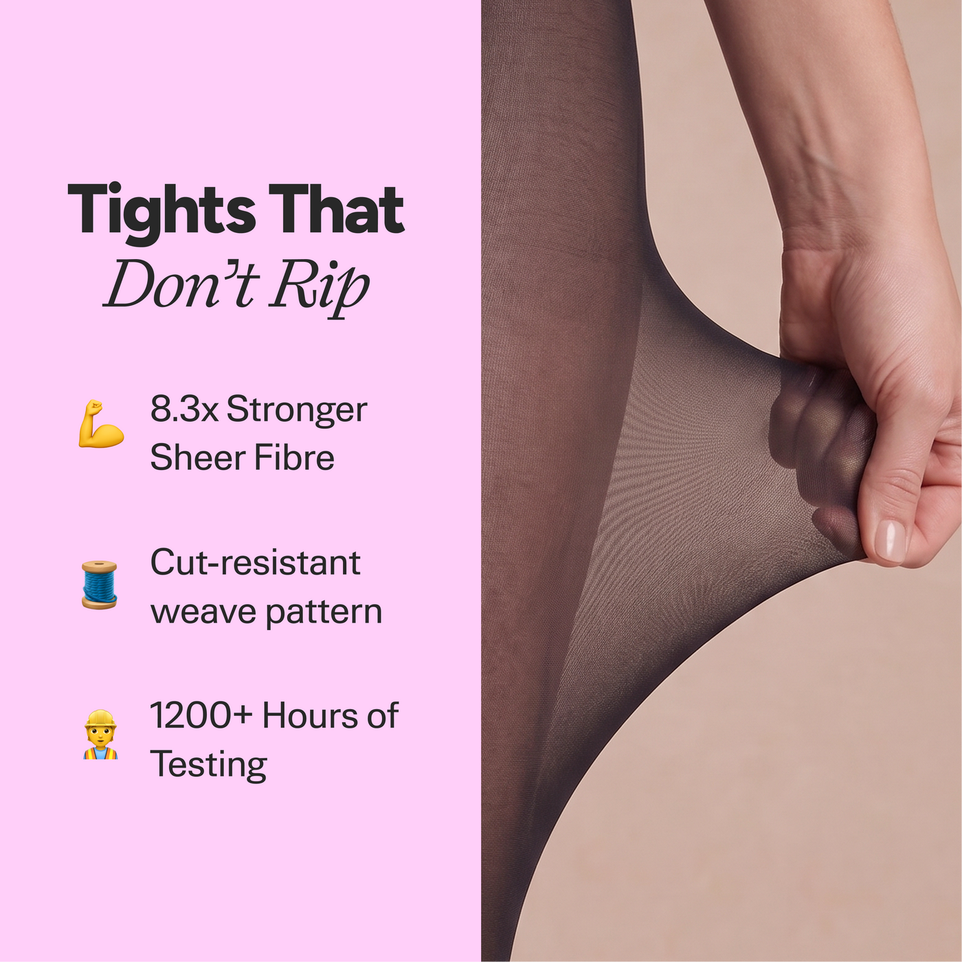 Two hands stretching the sheer Willa fabric horizontally