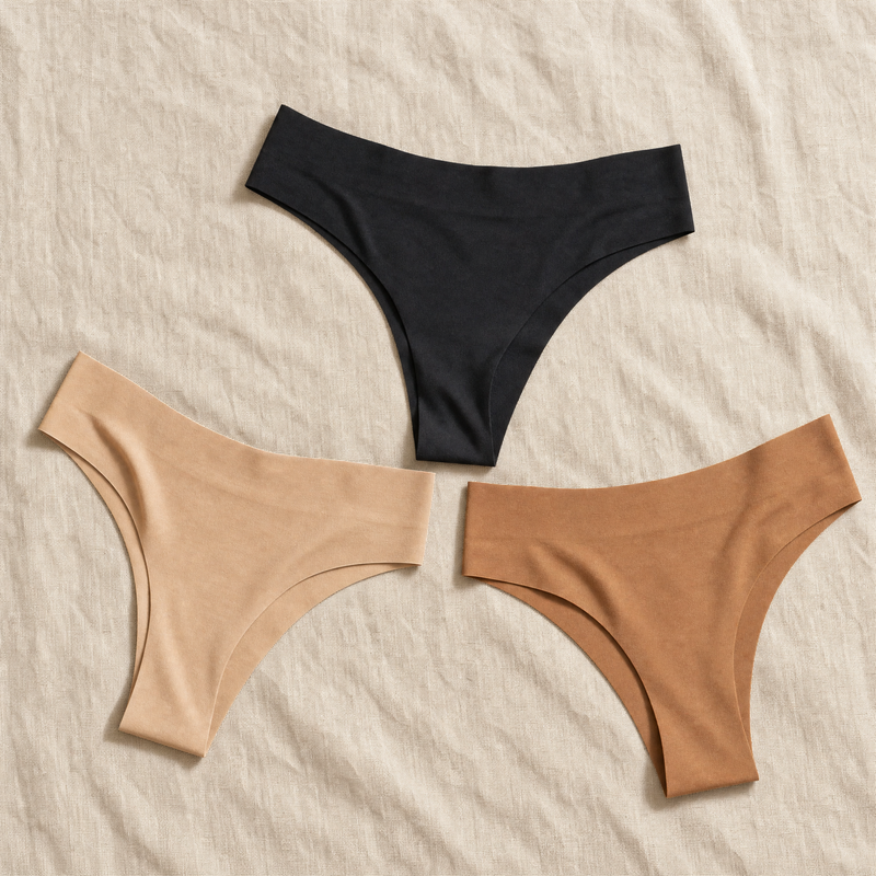 Willa No-Seam Thong 3-Pack — Mix variant (Black, Nude, Tan)