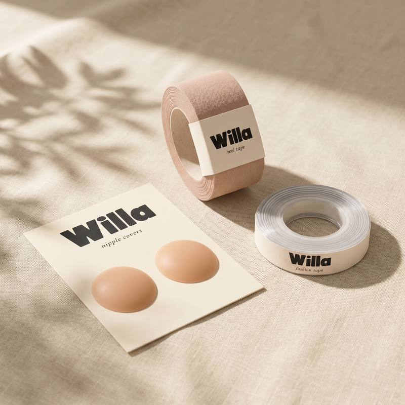 Willa Going-Out Emergency Bundle — three branded accessories on cream linen
